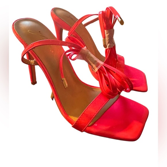 NEW WOMEN’S STRAPPY LACE UP  SQUARE TOE STILETTOS HOT PINK SIZE 8.5 - Picture 6 of 13